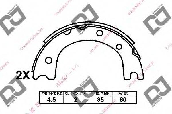 DJ PARTS BS1180 Комплект гальмівних колодок