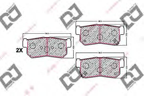 DJ PARTS BP1627 Комплект гальмівних колодок, дискове гальмо