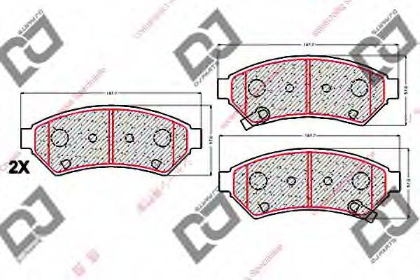 DJ PARTS BP2067 Комплект гальмівних колодок, дискове гальмо