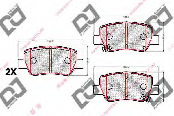 DJ PARTS BP2099 Комплект гальмівних колодок, дискове гальмо
