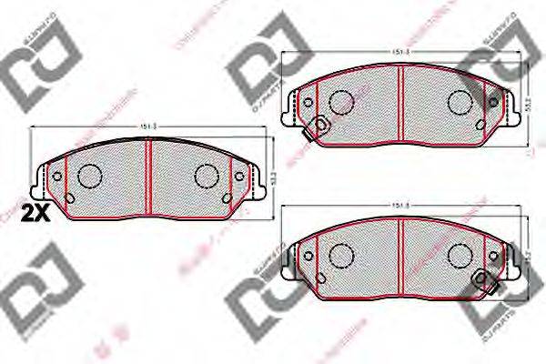 DJ PARTS BP2104 Комплект гальмівних колодок, дискове гальмо