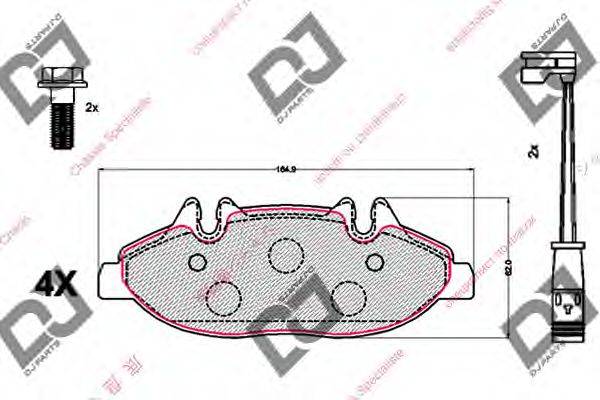 DJ PARTS BP2125 Комплект гальмівних колодок, дискове гальмо