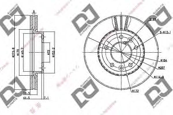 DJ PARTS BD1114 гальмівний диск