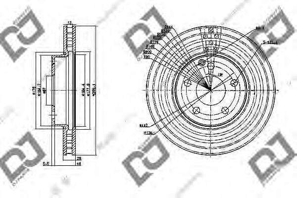 DJ PARTS BD1143 гальмівний диск