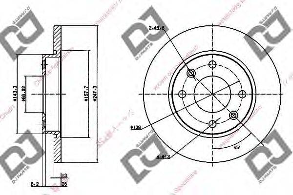 DJ PARTS BD1185 гальмівний диск