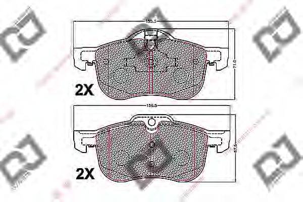 DJ PARTS BP2212 Комплект гальмівних колодок, дискове гальмо