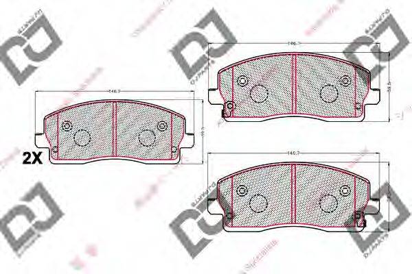 DJ PARTS BP2206 Комплект гальмівних колодок, дискове гальмо