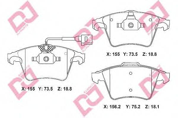 DJ PARTS BP2233 Комплект гальмівних колодок, дискове гальмо