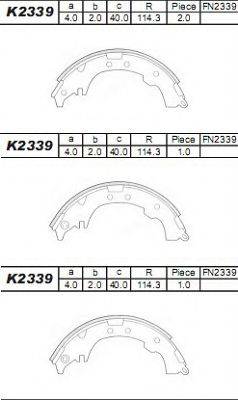 ASIMCO K2339 Комплект гальмівних колодок