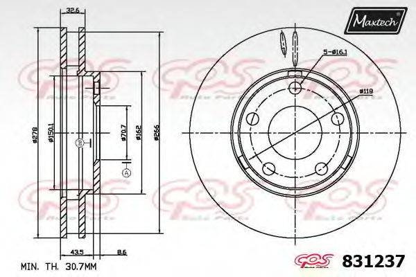 MAXTECH 831237 гальмівний диск