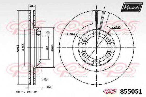 MAXTECH 855051 гальмівний диск