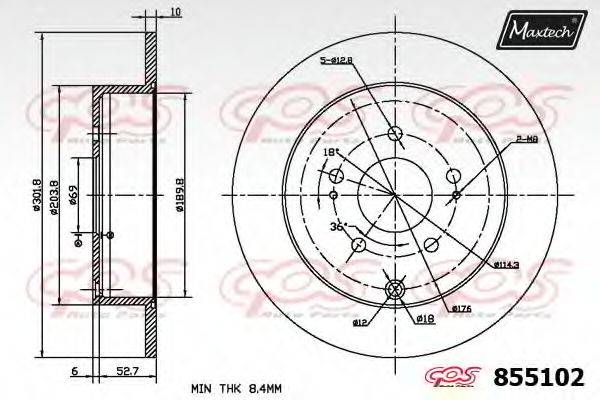 MAXTECH 855102 гальмівний диск