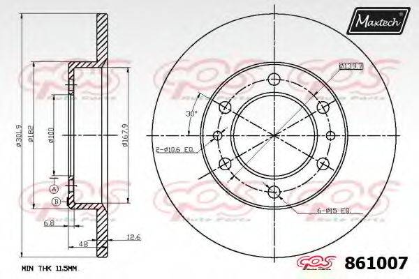 MAXTECH 861007 гальмівний диск