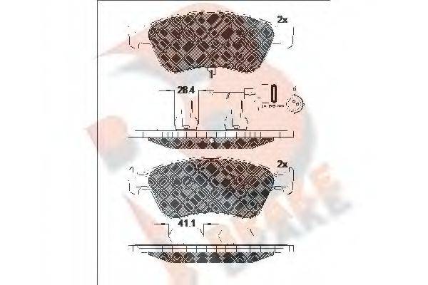 R BRAKE 23887 Комплект гальмівних колодок, дискове гальмо