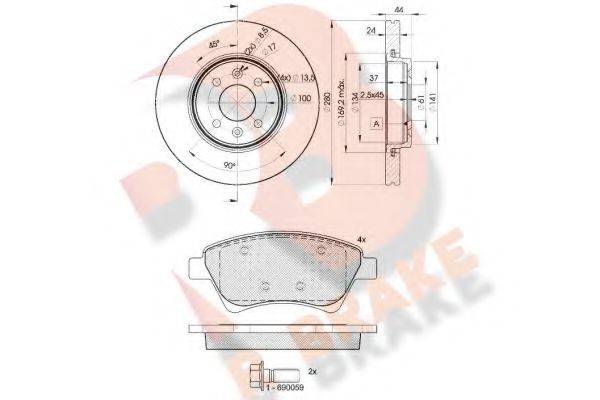 R BRAKE 23930 Комплект гальм, дисковий гальмівний механізм