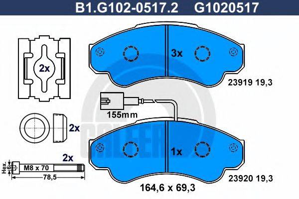 GALFER 23920 Комплект гальмівних колодок, дискове гальмо