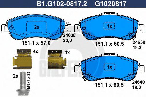 GALFER 24639 Комплект гальмівних колодок, дискове гальмо