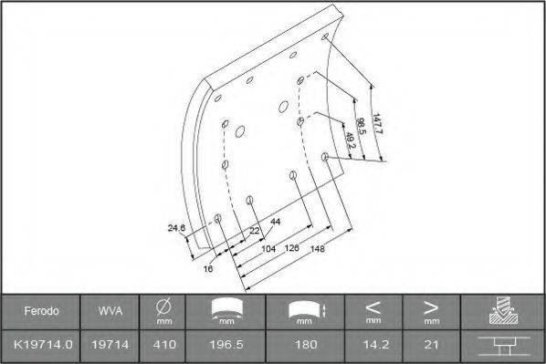 IVECO 1906372 Комплект гальмівних черевиків, барабанні гальма