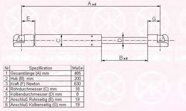 FORD 6893022 Газова пружина, кришка багажника