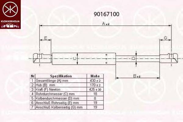 VOLVO 9483575 Газова пружина, кришка багажника