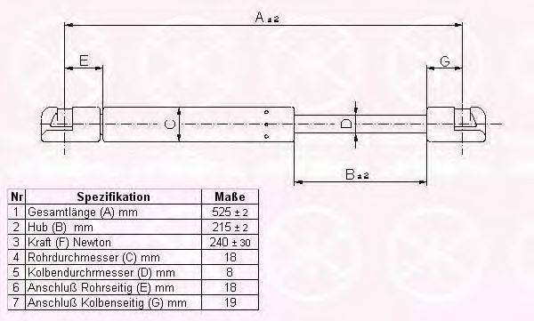FA KROSNO 24151 Газова пружина, капот
